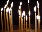 Prayer candles at the Church of the Holy Sepulchre in Jerusalem